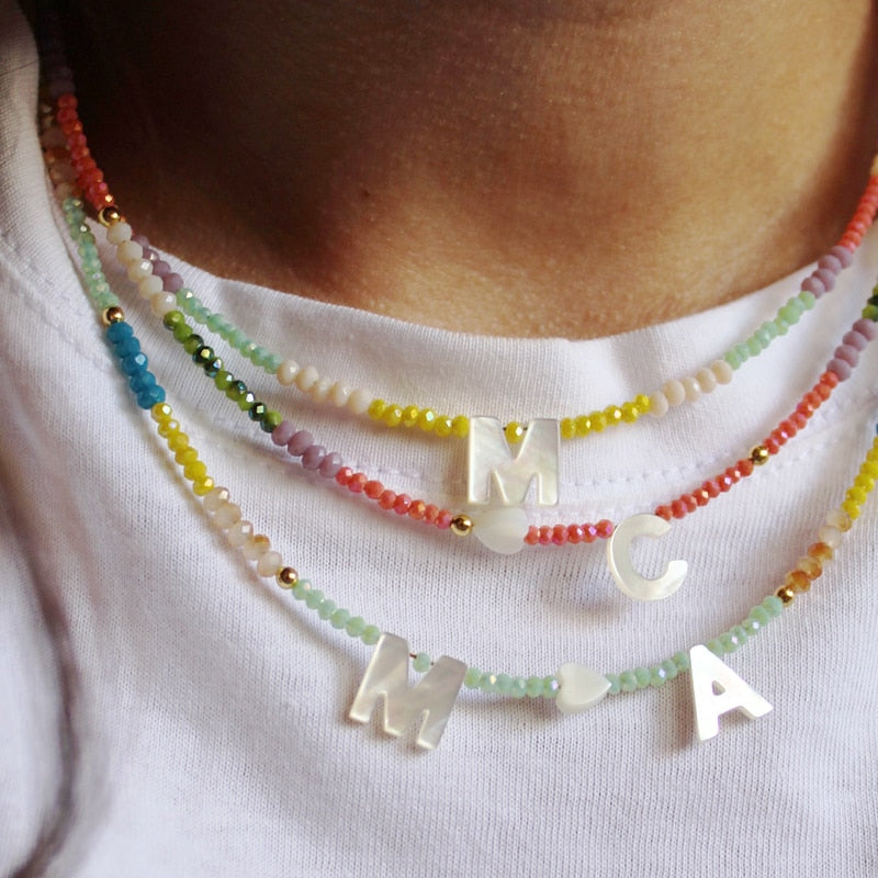 Handmade colorful crystal beads necklace