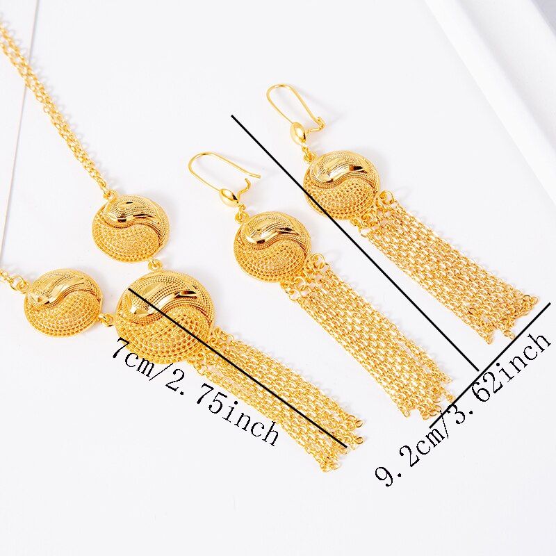 African Earrings Gold Color cooper Summer Necklace Jewelry Sets