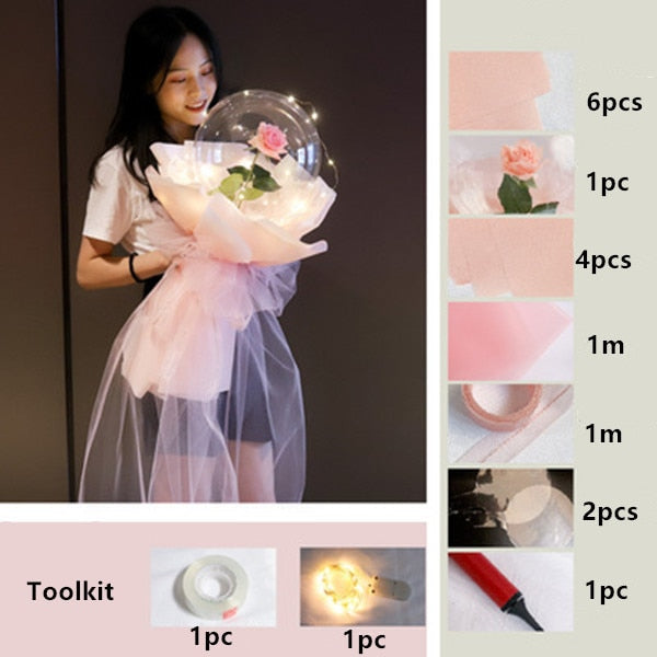 LED Luminous Balloon Rose Bouquet Artificial dried flowers