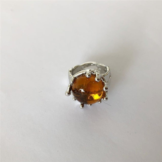 Colorful Vintage  Gold-Plated Crystal Rhinestone Rings