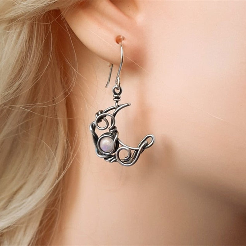 Bohemia Silver Color Crystal Drop Earrings