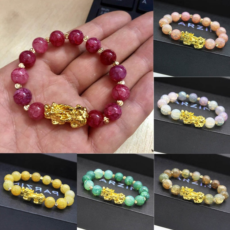 Pixiu Guardian Bracelet Bring Luck Wealth Beads Strand Bracelets