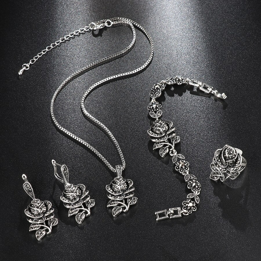 Fashion Tibetan Silver Vintage Wedding  Jewellery Set