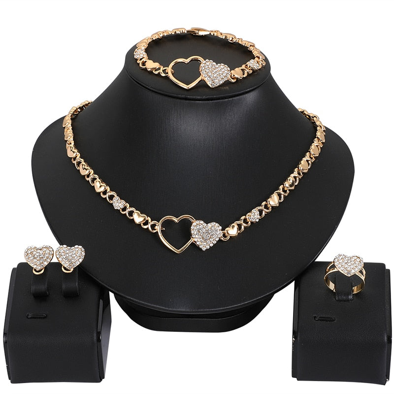 African   women Heart earrings xoxo  necklace set