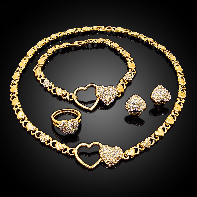 African   women Heart earrings xoxo  necklace set