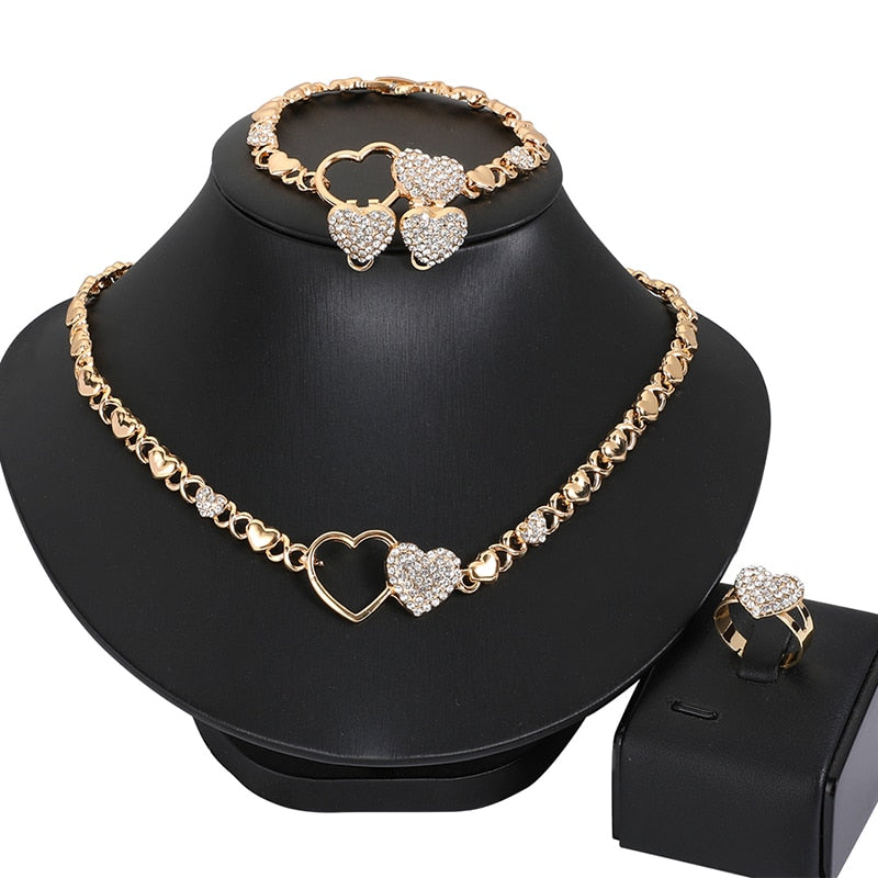 African   women Heart earrings xoxo  necklace set