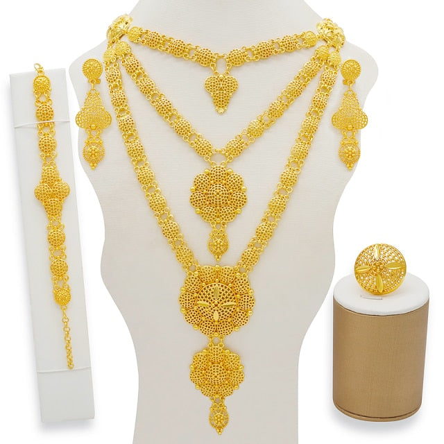 24K Jewelery Gold Necklace & Earring Set