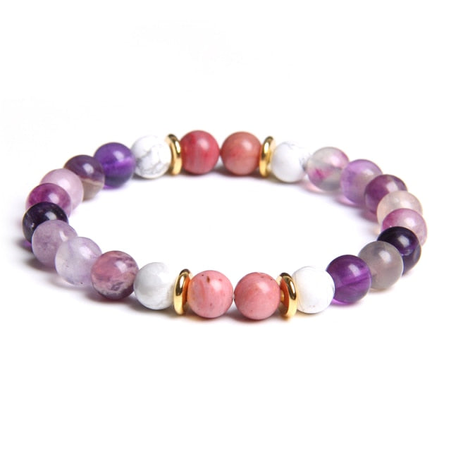 Natural Matte pink Zebra gem Stone beads beaded bracelet for women