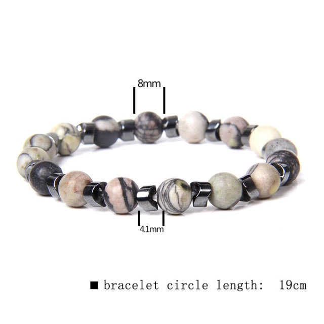 Natural Matte pink Zebra gem Stone beads beaded bracelet for women