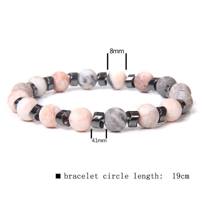Natural Matte pink Zebra gem Stone beads beaded bracelet for women