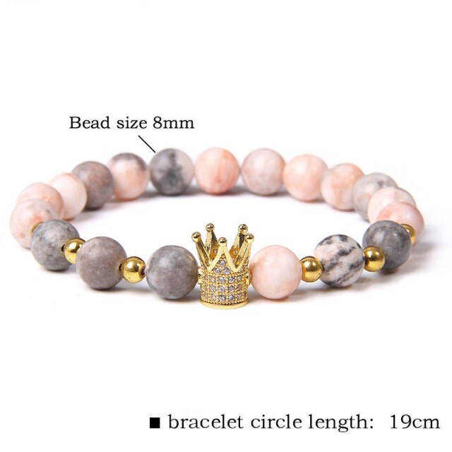 Natural Matte pink Zebra gem Stone beads beaded bracelet for women
