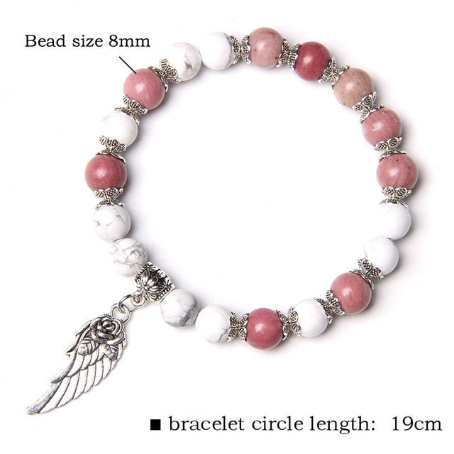 Natural Matte pink Zebra gem Stone beads beaded bracelet for women