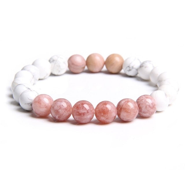 Natural Matte pink Zebra gem Stone beads beaded bracelet for women