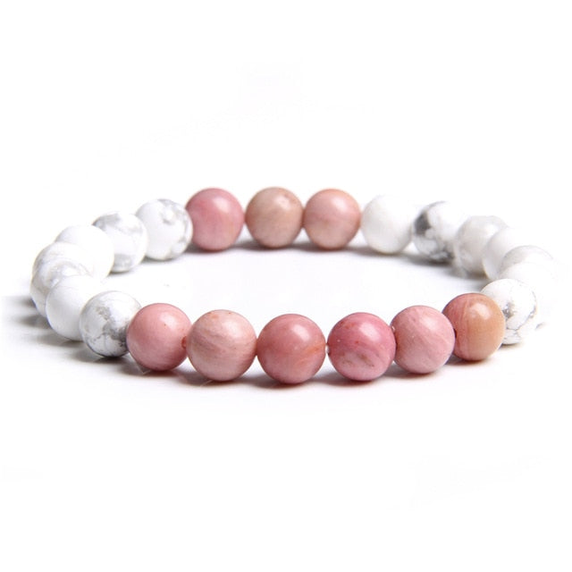 Natural Matte pink Zebra gem Stone beads beaded bracelet for women