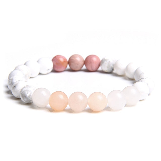Natural Matte pink Zebra gem Stone beads beaded bracelet for women