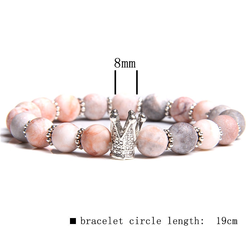 Natural Matte pink Zebra gem Stone beads beaded bracelet for women