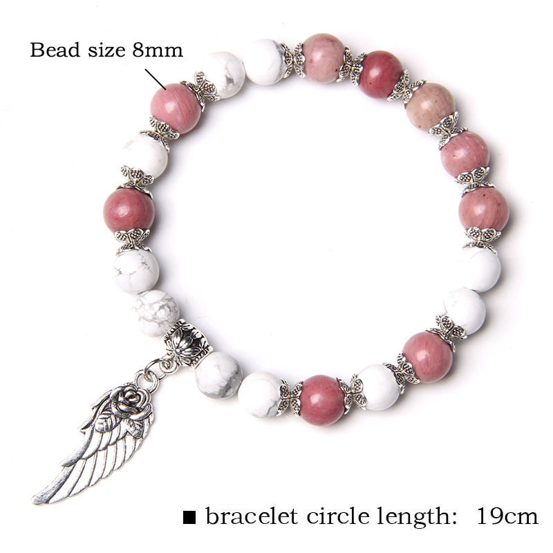 Natural Matte pink Zebra gem Stone beads beaded bracelet for women