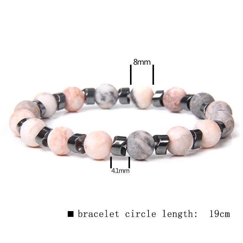 Natural Matte pink Zebra gem Stone beads beaded bracelet for women