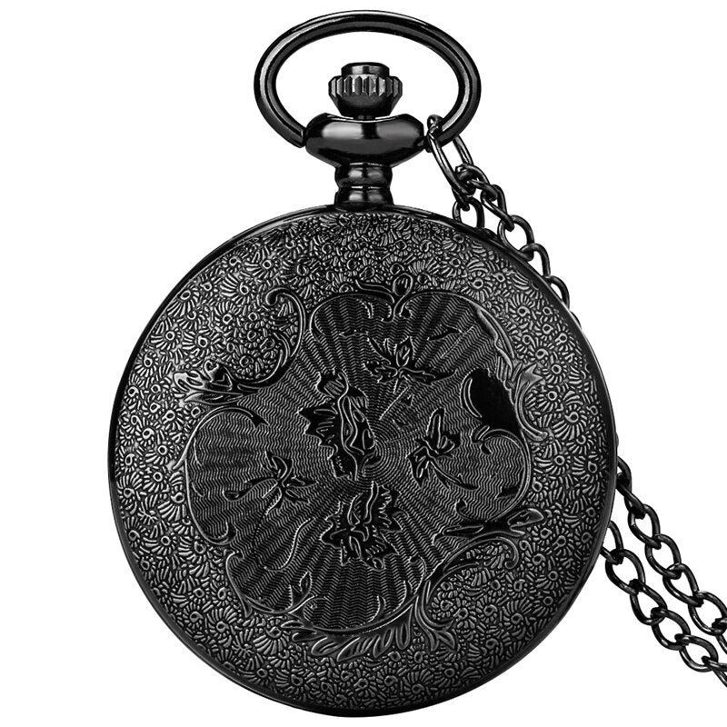 Antique Spider Web Hollow Black/Bronze Quartz Pocket Watch