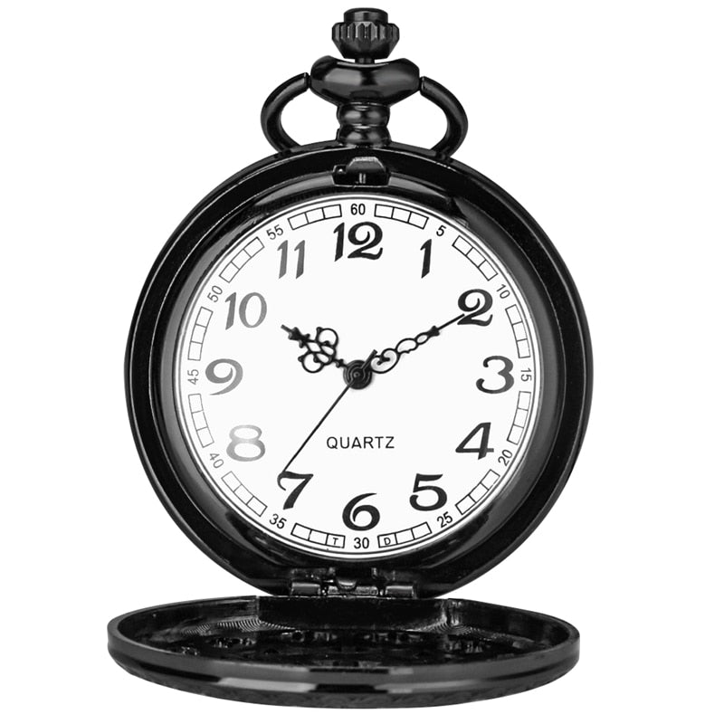 Antique Spider Web Hollow Black/Bronze Quartz Pocket Watch