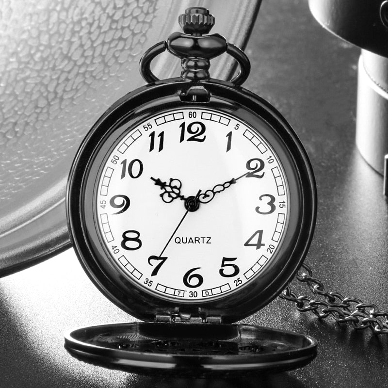 Antique Spider Web Hollow Black/Bronze Quartz Pocket Watch