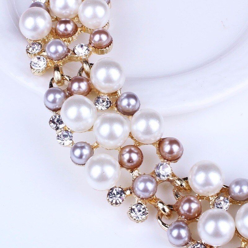 Simple Imitation Pearl Elegant Bridal Jewelry Crystal  Jewelry Sets