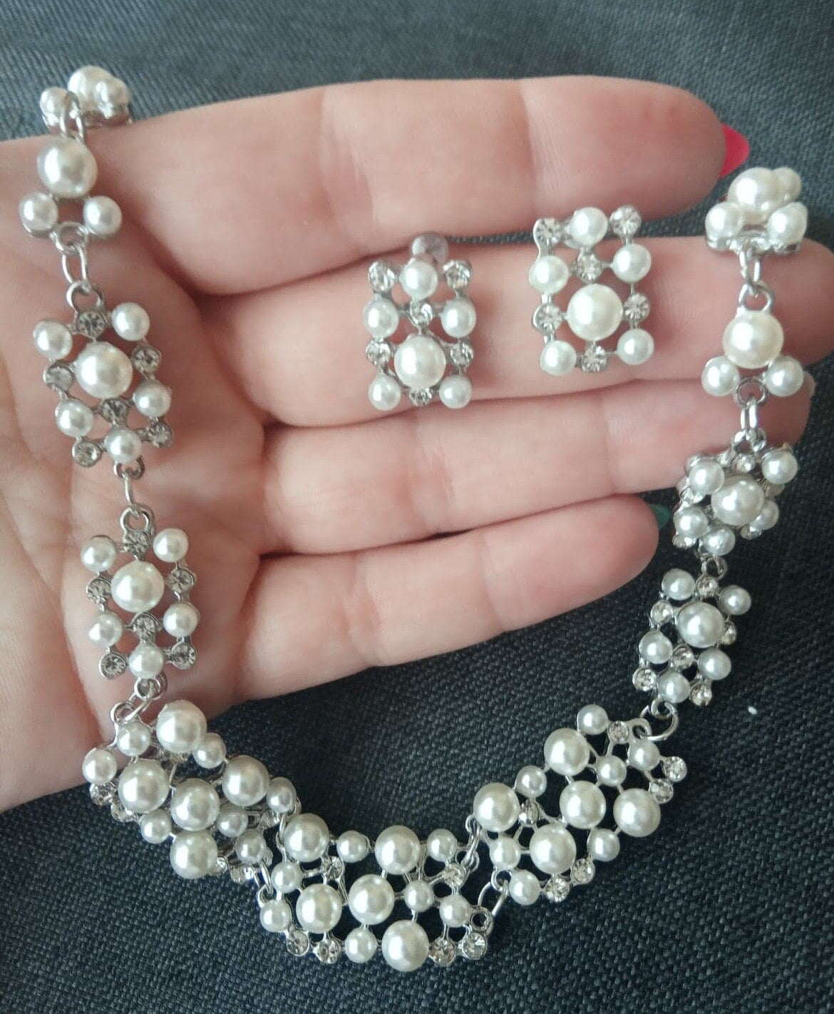 Simple Imitation Pearl Elegant Bridal Jewelry Crystal  Jewelry Sets