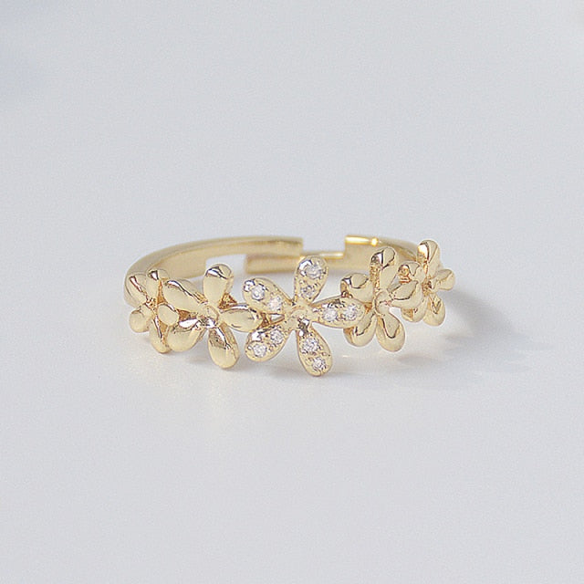 14K Real Gold  Butterfly CZ Women Ring