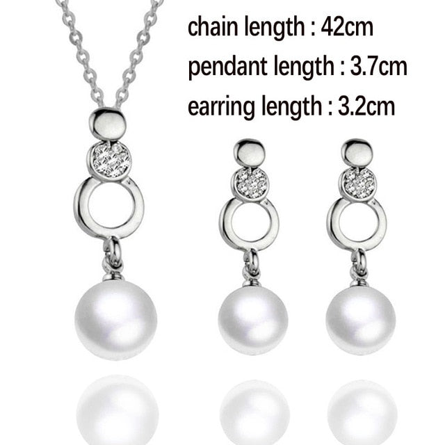 Vintage Imitation Pearl Pendant Necklace And Drop Earring Set