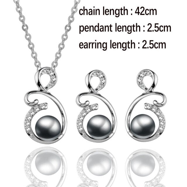 Vintage Imitation Pearl Pendant Necklace And Drop Earring Set