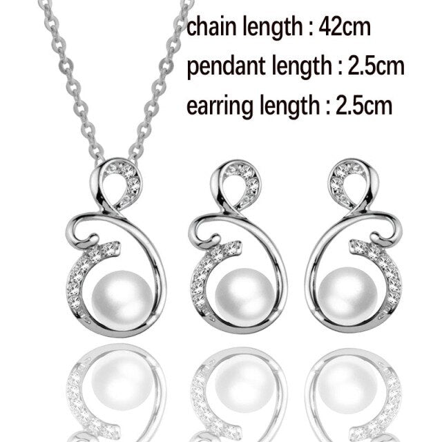 Vintage Imitation Pearl Pendant Necklace And Drop Earring Set