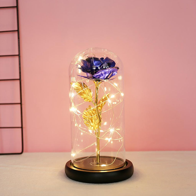 Dried Rose Artificial Flowers Glass Dome Romantic Gift