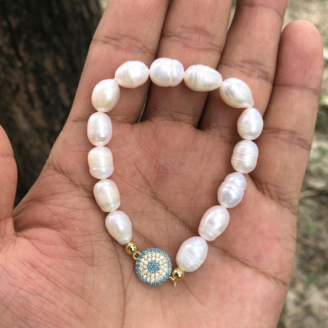 Natural Freshwater Pearl Turkish Eye Bracelets