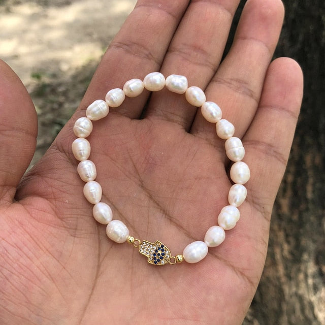 Natural Freshwater Pearl Turkish Eye Bracelets