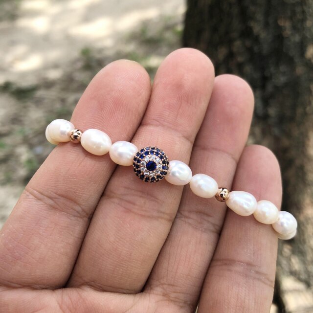 Natural Freshwater Pearl Turkish Eye Bracelets