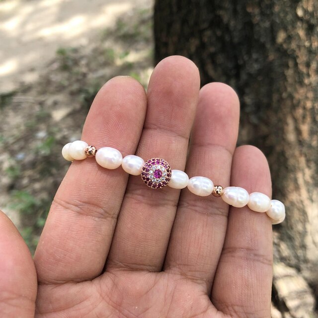 Natural Freshwater Pearl Turkish Eye Bracelets