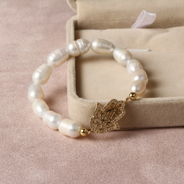 Natural Freshwater Pearl Turkish Eye Bracelets
