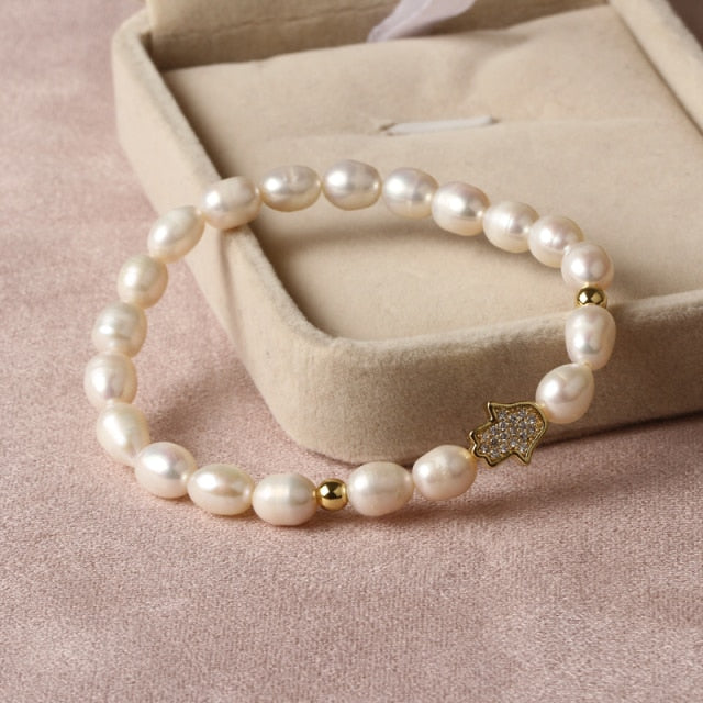 Natural Freshwater Pearl Turkish Eye Bracelets