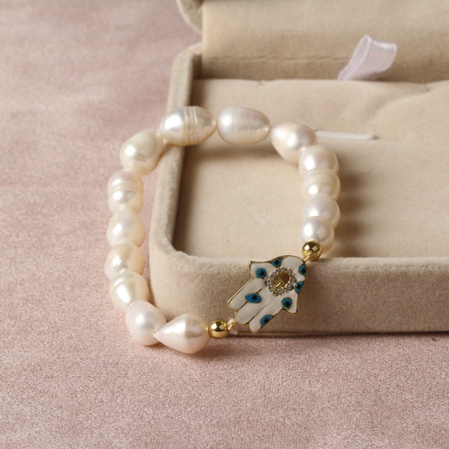 Natural Freshwater Pearl Turkish Eye Bracelets