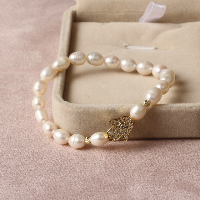Natural Freshwater Pearl Turkish Eye Bracelets