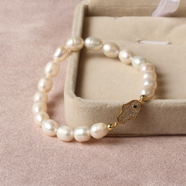 Natural Freshwater Pearl Turkish Eye Bracelets