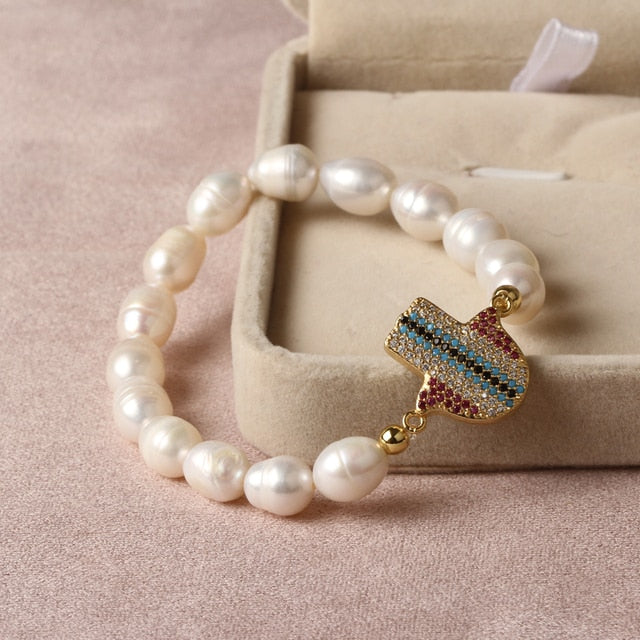 Natural Freshwater Pearl Turkish Eye Bracelets