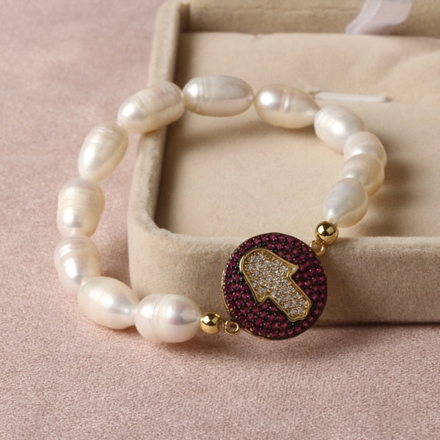 Natural Freshwater Pearl Turkish Eye Bracelets