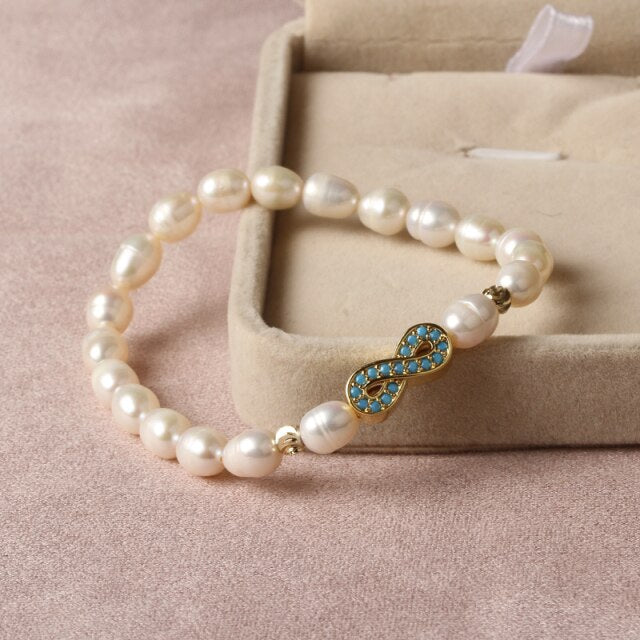 Natural Freshwater Pearl Turkish Eye Bracelets