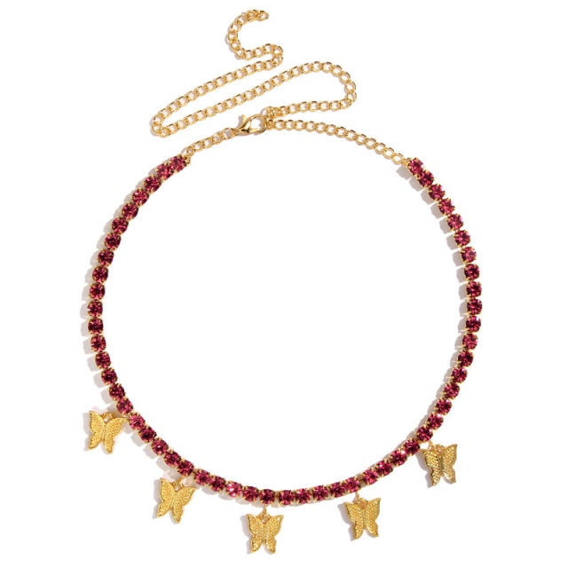 Butterfly Pendants Rhinestone Women Necklaces