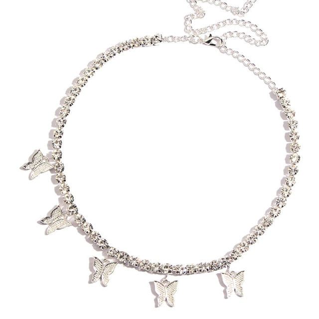 Butterfly Pendants Rhinestone Women Necklaces