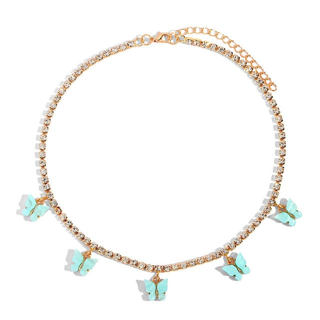 Butterfly Pendants Rhinestone Women Necklaces