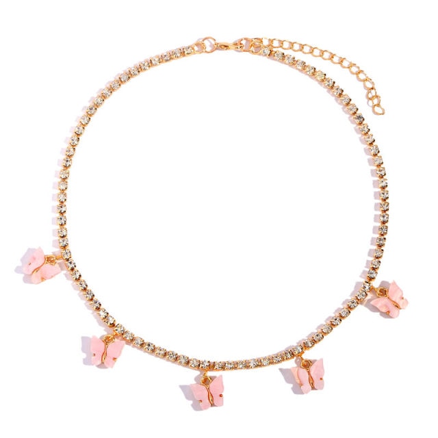 Butterfly Pendants Rhinestone Women Necklaces