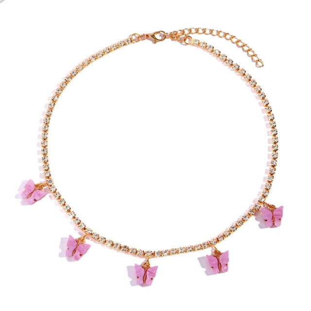 Butterfly Pendants Rhinestone Women Necklaces