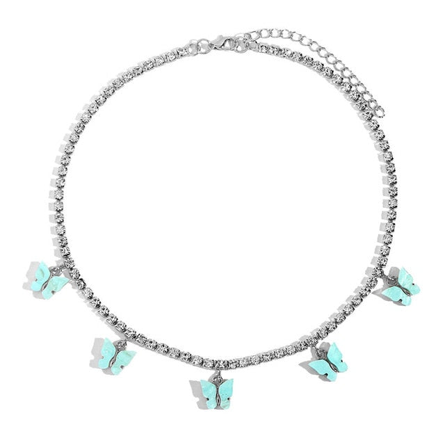 Butterfly Pendants Rhinestone Women Necklaces